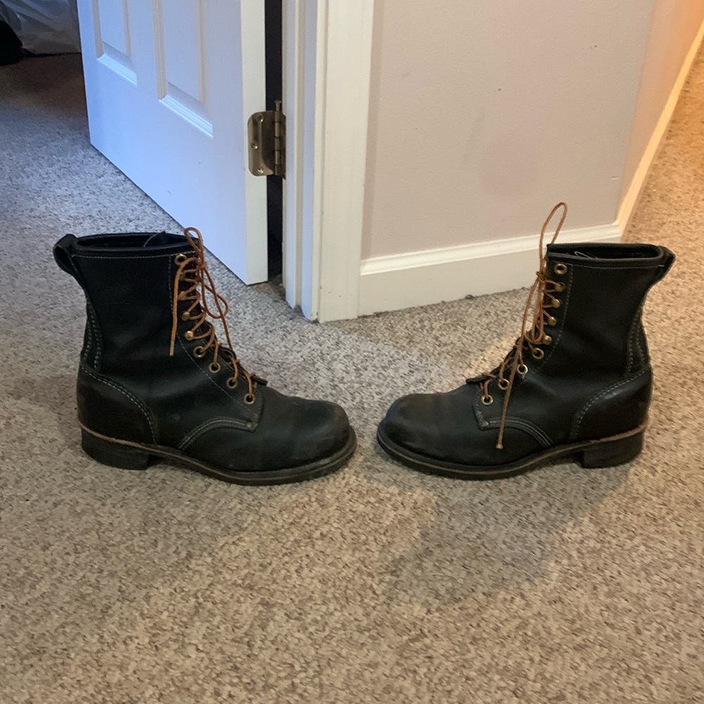 Vtg Georgia brown distressed leather lace up made in USA boots sz 10 E